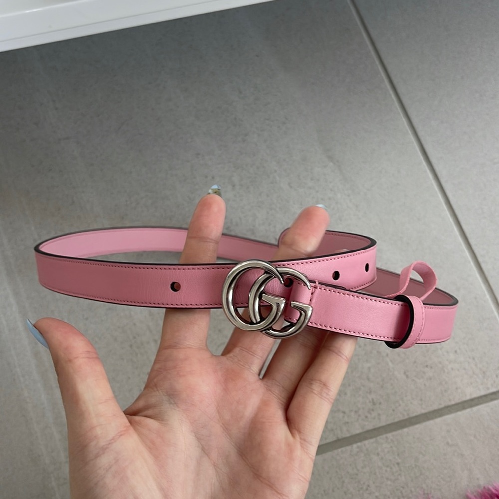 Gucci Pink Belt with Silver Buckle